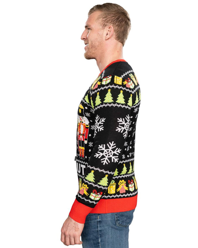 Crack Deez Nuts Nutcracker Santa Ugly Christmas Sweater