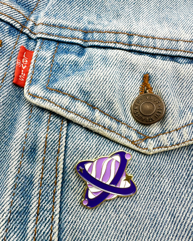 Purple Planet Pin - Colorful Cosmic Accessory