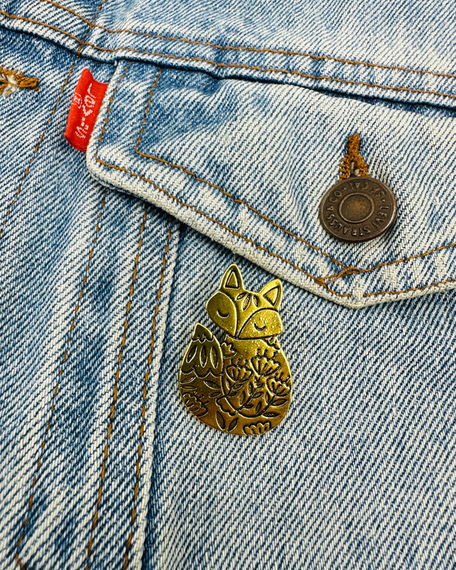Golden Fox Brooch | Unique Family Pajama Accessory