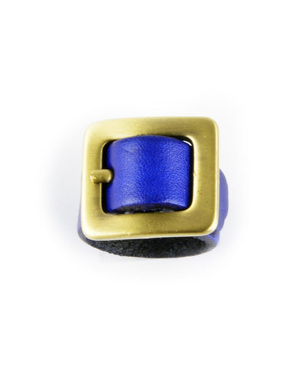 Blue Leather Ring - Sleek Modern Design