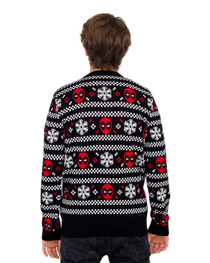 Deadpool Holiday Snow Stripes Ugly Christmas Sweater