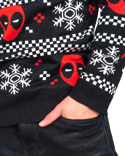 Deadpool Holiday Snow Stripes Ugly Christmas Sweater