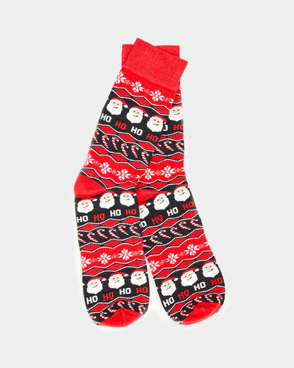 Unisex Red Christmas Socks with Santa Ho Ho Ho Design