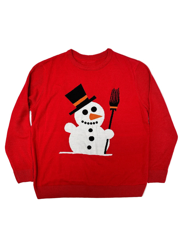 Vintage Christmas Sweater - Broom Snowman