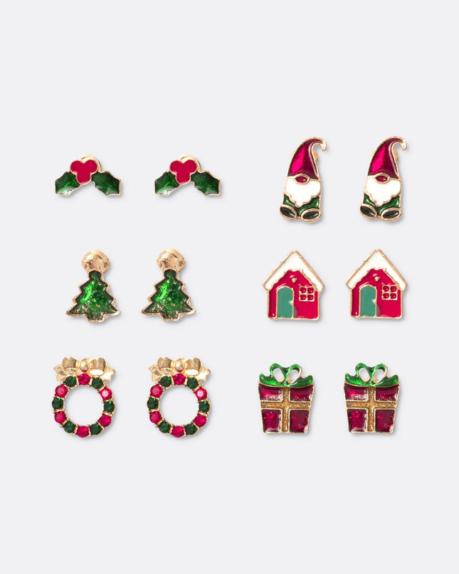 6-Pack Small Christmas Earrings for Festive Accessories