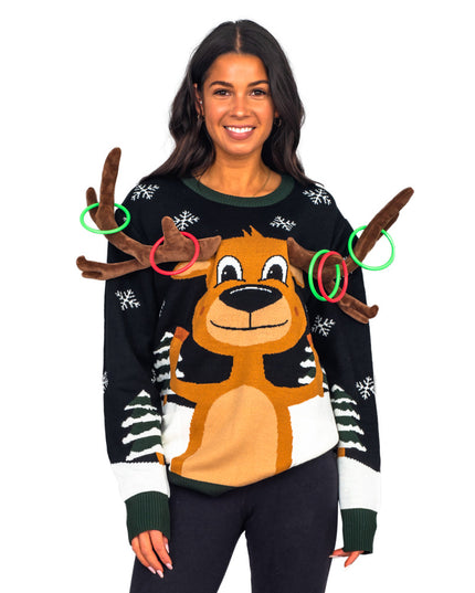 Reindeer Ring Toss 3D Ugly Christmas Sweater