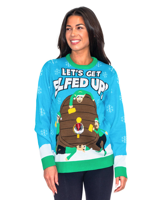 Let's Get Elfed Up Festive Ugly Christmas Sweater
