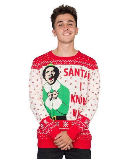 Elf Buddy Santa I Know Him Ugly Christmas Sweater
