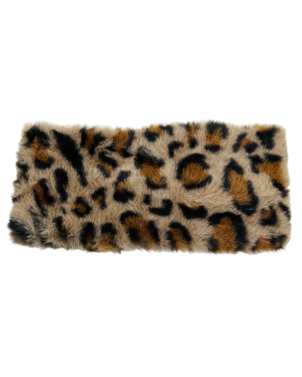 Leopard Faux Fur Headband - Dark Brown for Women