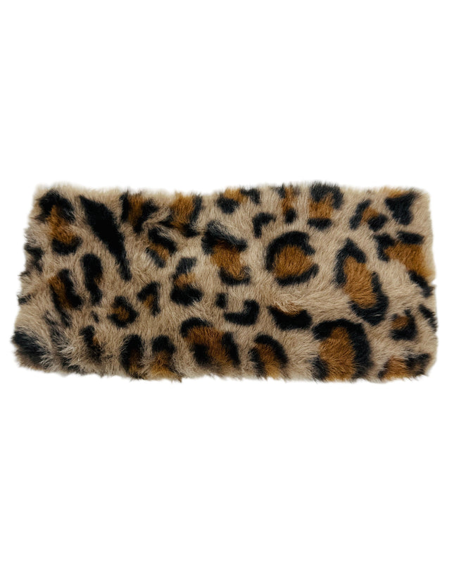 Leopard Faux Fur Headband - Dark Brown for Women