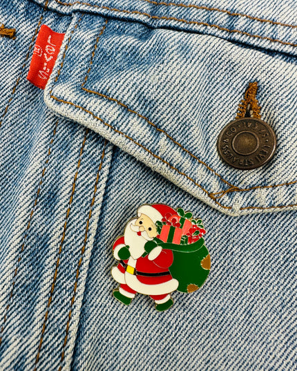 Santa with Bag Brooch | Cute Christmas Accessory