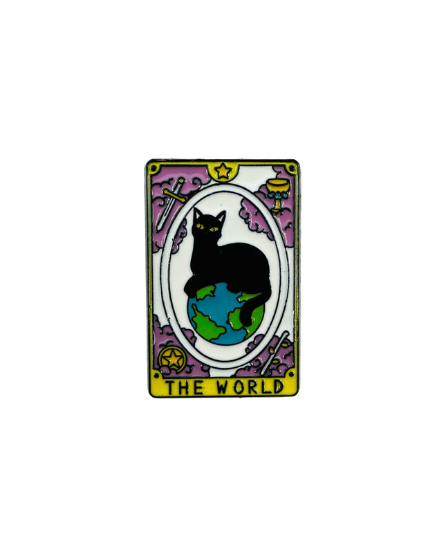 Cat Tarot Brooch | The World Halloween Accessory
