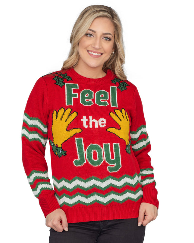 Feel The Joy Groping Hands Tacky Ugly Christmas Sweater