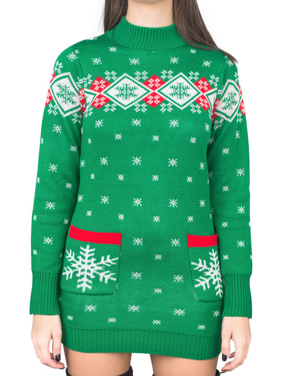 Festive Snowflakes Women's Ugly Christmas Sweater Dress