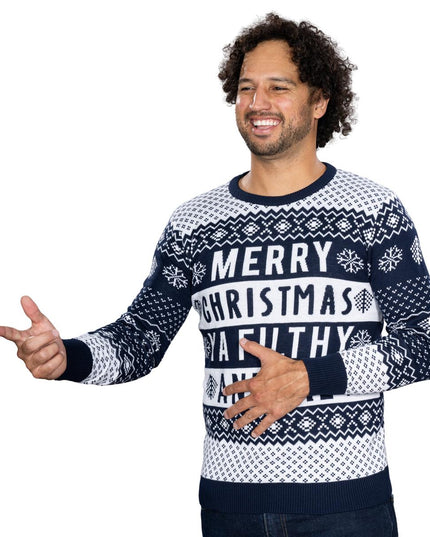 Filthy Animal Navy Unisex Ugly Christmas Sweater