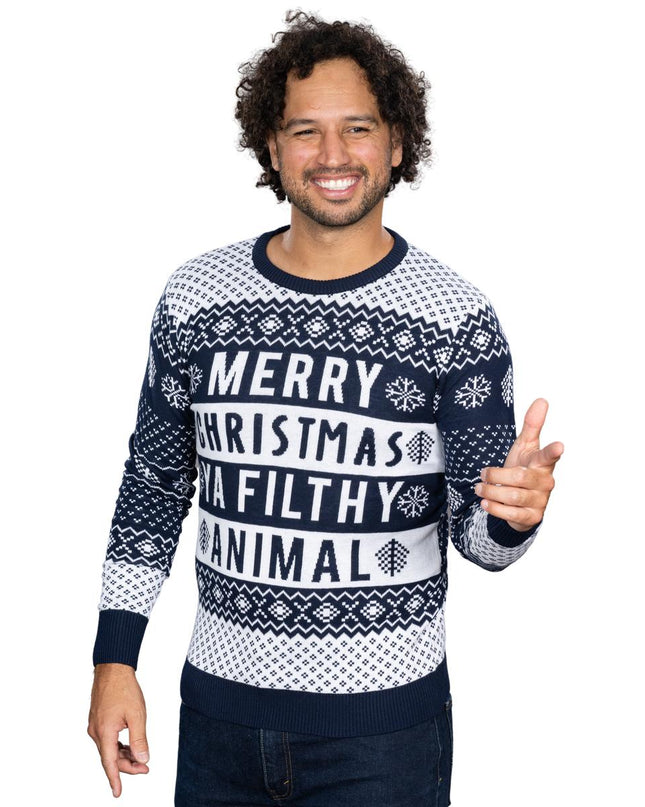 Filthy Animal Navy Unisex Ugly Christmas Sweater