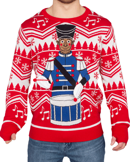 Flappy Drummer Boy Animated Ugly Christmas Sweater