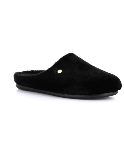 Grünland Women's Faux Fur Slippers - Black | Stylish Festive Footwear