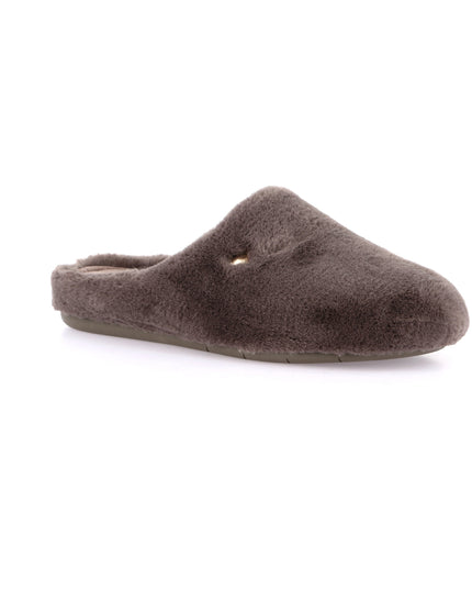 Grünland Women's Faux Fur Slippers in Taupe for Warm Comfort