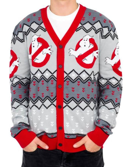 Ghostbusters Logo Ugly Christmas Cardigan Sweater