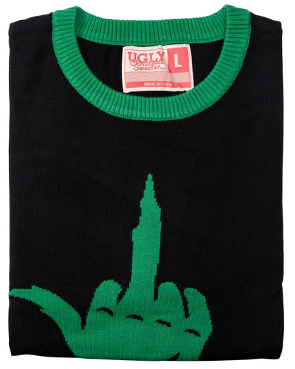 Green Cartoon Monster Middle Finger Unisex Ugly Sweater