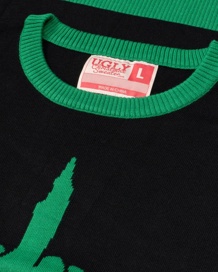 Green Cartoon Monster Middle Finger Unisex Ugly Sweater