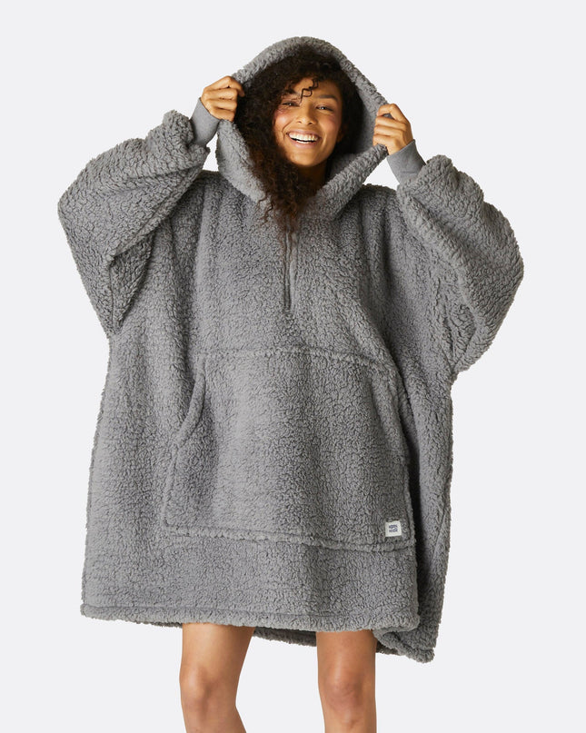 HappyHoodie Grey Sherpa for Adults - Bestselling Comfort
