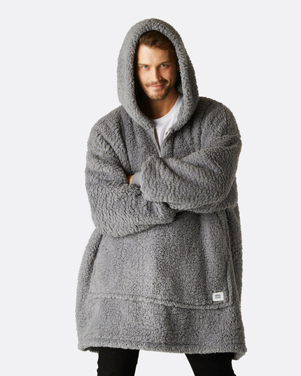 HappyHoodie Grey Sherpa for Adults - Bestselling Comfort