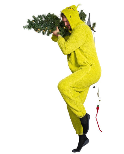 Grinch Sherpa Union Suit with Head Zipper