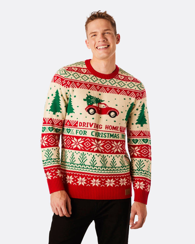 Men's Driving Home Christmas Sweater for Festive Spirit