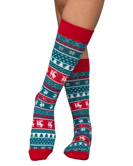 Humping Reindeer Ugly Christmas Socks in Blue and Red