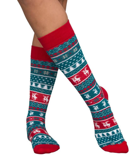 Humping Reindeer Ugly Christmas Socks in Blue and Red