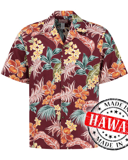 Tropical Oasis Bordeaux Hawaiian Shirt