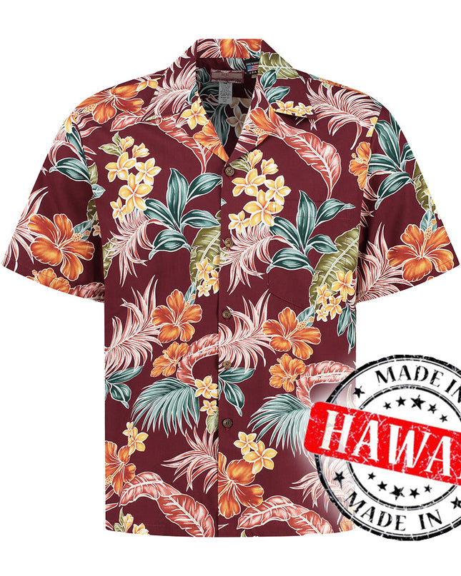 Tropical Oasis Bordeaux Hawaiian Shirt