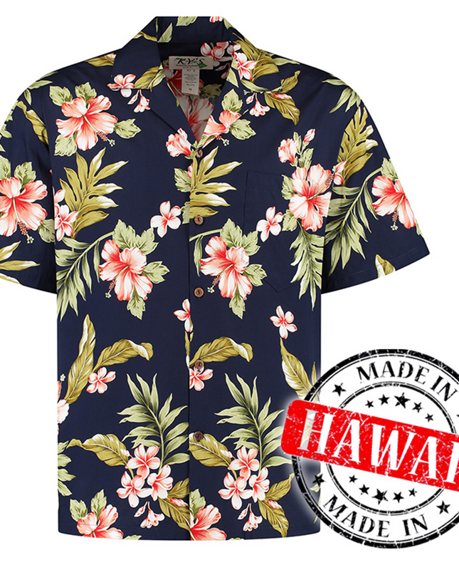 Hibiscus Blue Hawaiian Shirt for Men