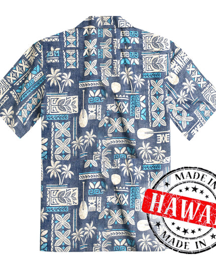 Tapa Blue Hawaiian Shirt for Men