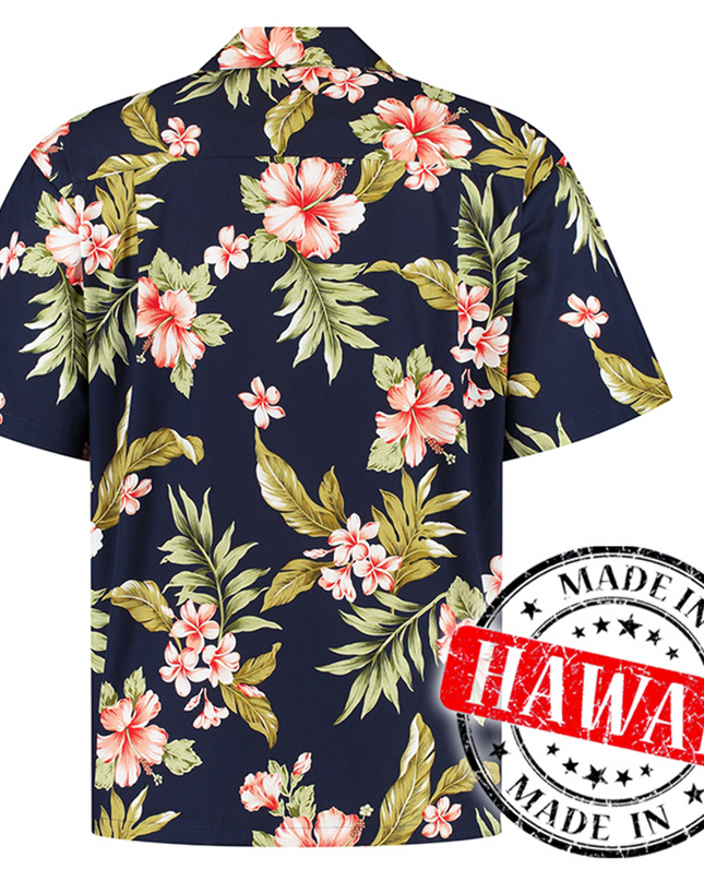 Hibiscus Blue Hawaiian Shirt for Men