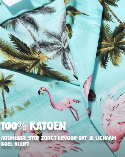 Hawaiian Shirt with Flamingos