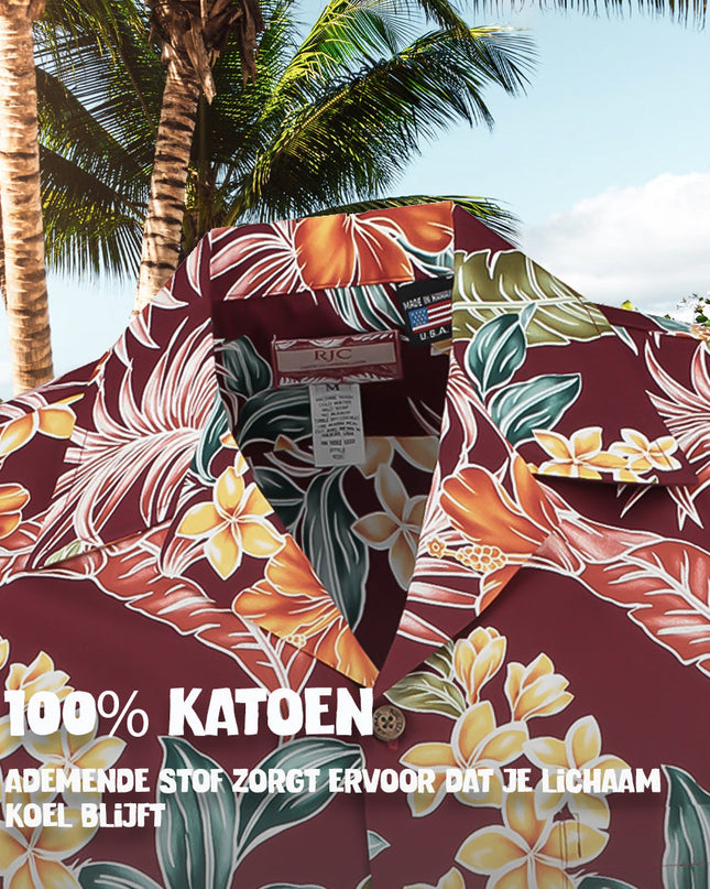 Tropical Oasis Bordeaux Hawaiian Shirt