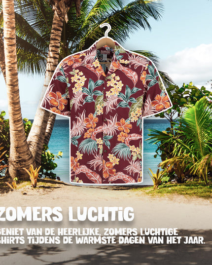Tropical Oasis Bordeaux Hawaiian Shirt