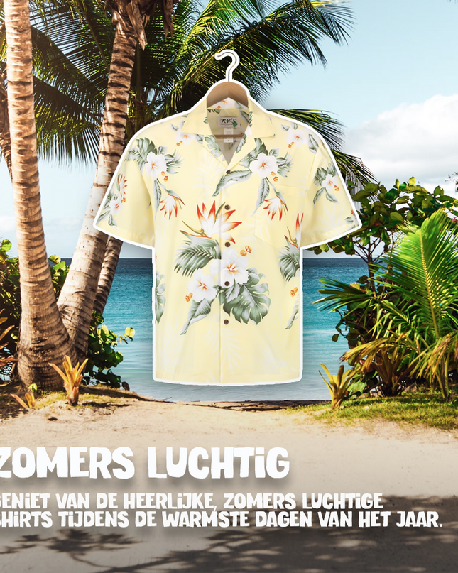 Hibiscus Yellow Hawaiian Shirt for Men