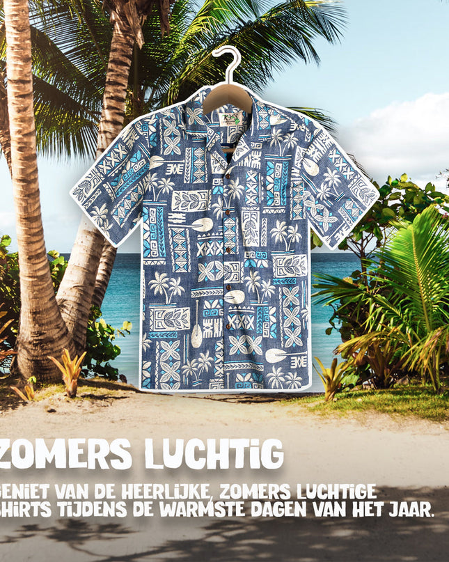 Tapa Blue Hawaiian Shirt for Men