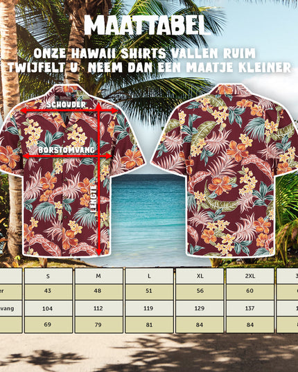 Tropical Oasis Bordeaux Hawaiian Shirt