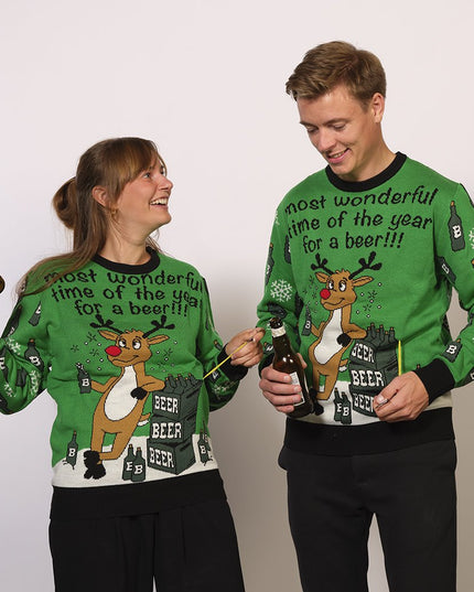 Most Wonderful Time Green Christmas Sweater
