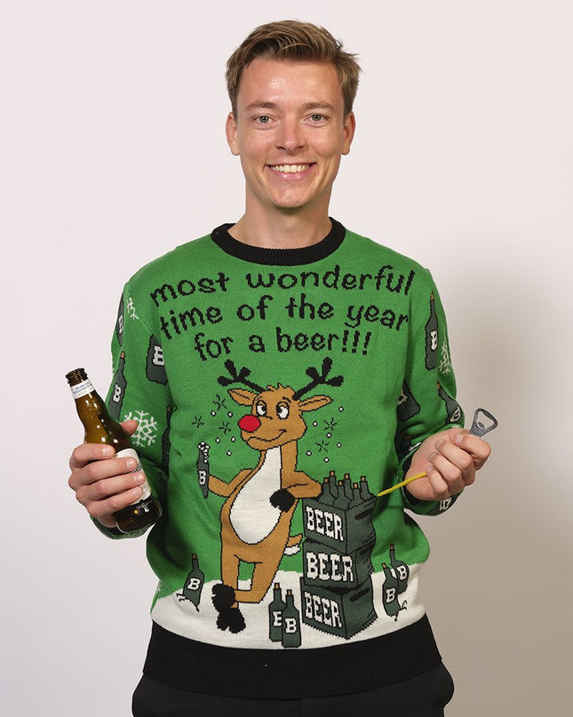 Most Wonderful Time Green Christmas Sweater