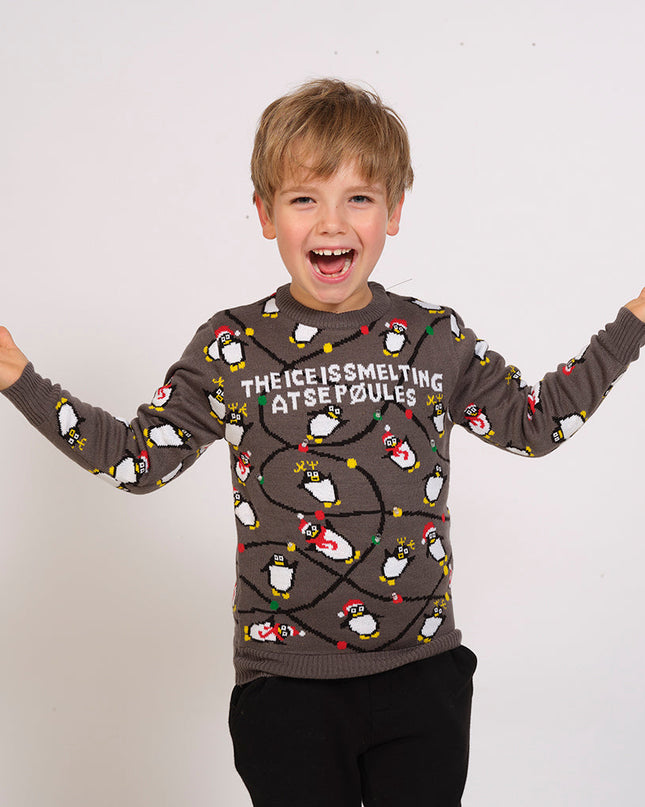 LED Penguin Christmas Sweater for Kids