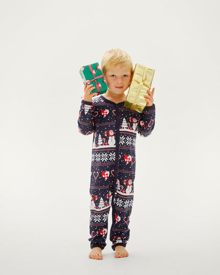 Christmas Heart Jumpsuit in Navy for Baby