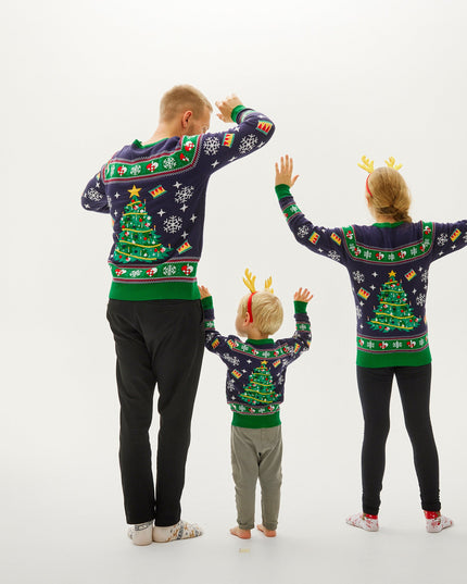 Navy Christmas Tree Sweater for Kids