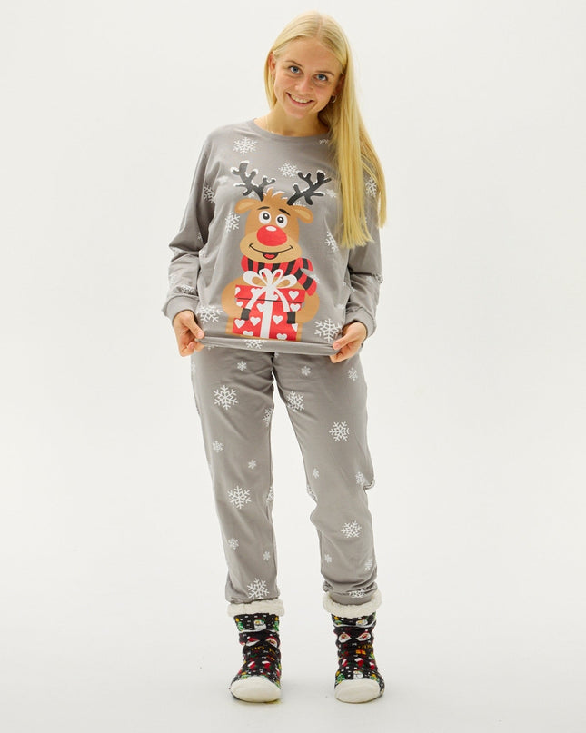 Adorable Gray Rudolph Pajamas for Women