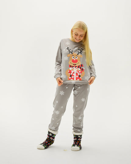 Adorable Gray Rudolph Pajamas for Women